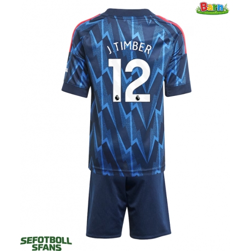 Arsenal Jurrien Timber #12 Bortaställ Barn 2025-26 Kortärmad (+ Korta byxor)